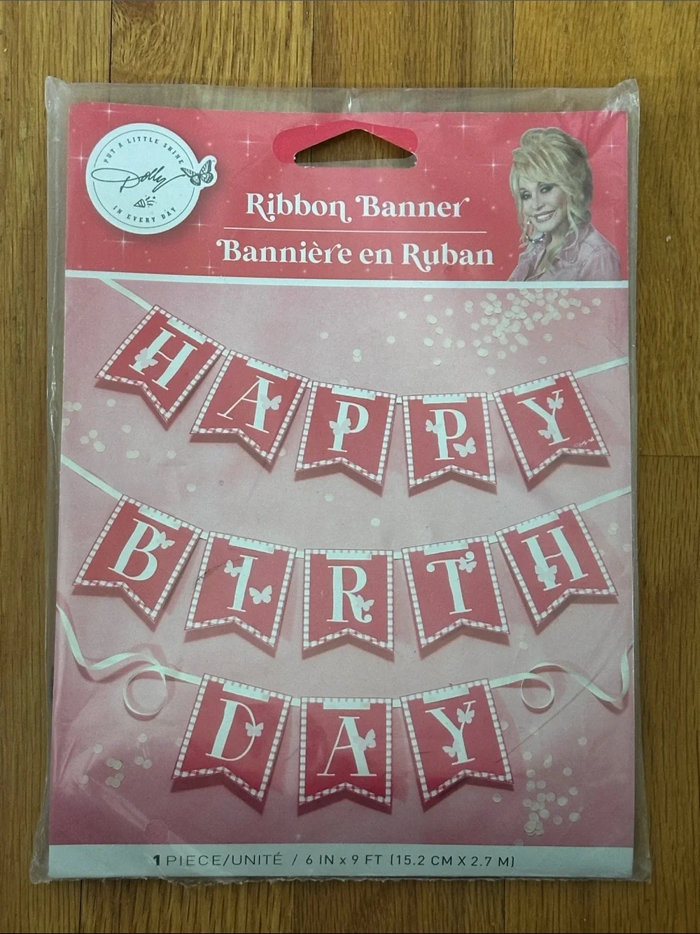 Dolly Ribbon Banner Pink “Happy Birthday' Party Ribbon Band Garland New